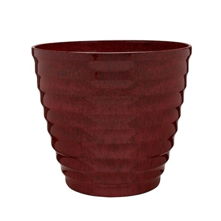 Southern Patio Planter, 14 in Dia, Round, Beehive Design, Resin, Red HDR-064749