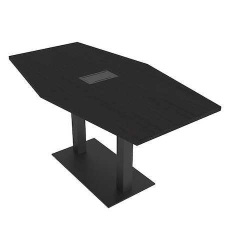 Skutchi Designs Hexagon Conference Table With Power Unit, 36 in W, 72 in L, Black HAR-HEX.IR-36X72-DOU.BK-U999ST19-EBLK