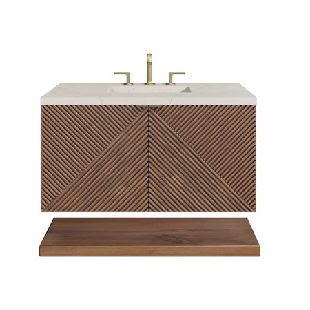 James Martin Vanities Marcello 36" Single Vanity, Chestnut, w/ 3 CM Siberian Silestone Top D200-V36-CSN-3SFR