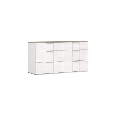Homeroots 57" White Six Drawer Double Dresser 488506