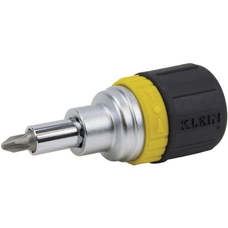Klein Tools Multi-Bit Ratcheting Screwdriver, 6-in-1, Stubby, Ph, Sl, Nut Bits 32593