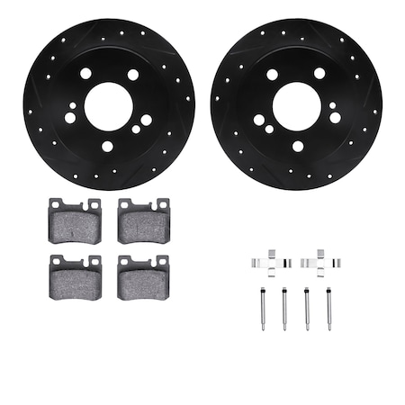 Dynamic Friction Co DFC Rotors-Drilled & Slotted-Black w/ EURO 5000 Ceramic Brake Pads Incl Hdw 8612-63033