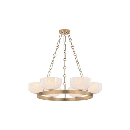 Troy Lighting Caelum 32.25in wide 6 Light Chandelier in Patina Brass F1332-PBR