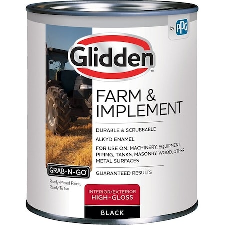 Glidden GLFIIE50BL-04 Exterior Paint, High-Gloss, Black, 1 qt GLFIIE50BL/04