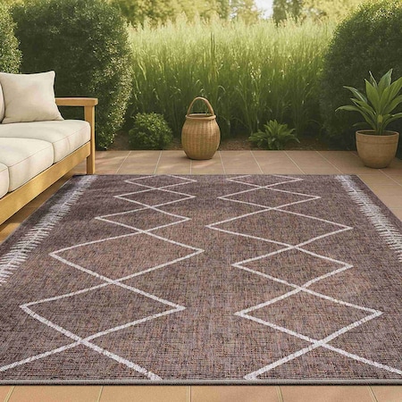 Jonathan Y Derya Tribal Diamond Trellis Brown/Beige 4 ft. x 6 ft. Indoor/Outdoor Area Rug SMB129B-4