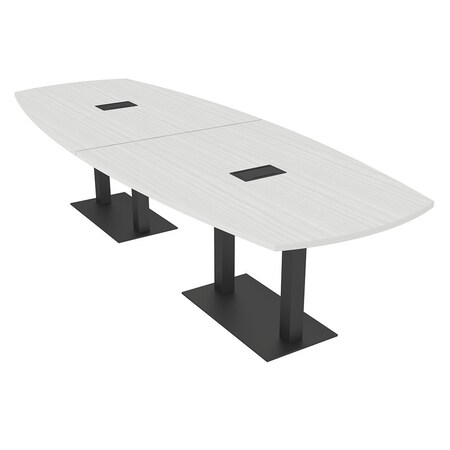 Skutchi Designs Arc Boat Conference Table, 45 in W, 120 in L, White HAR-ABOT-48x120-DOU.BK-WA7976-EBLK