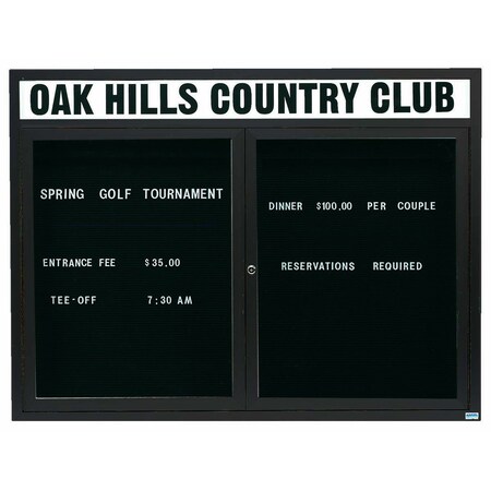 Aarco Illuminated Enclosed Letter Board Directory w/ Bronze Anodized Al Frame and Header, 48''Hx60''W ADC4860HIBA