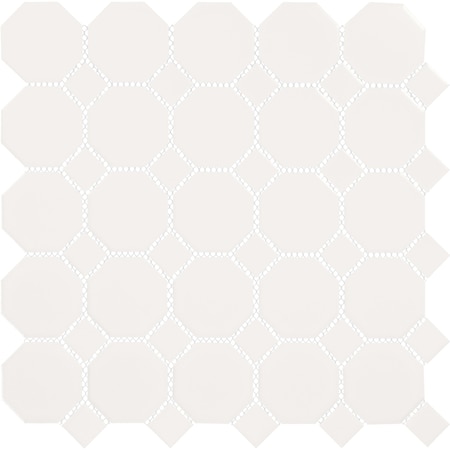 Daltile Daltile Octagon and Dot 2 x 2 Ceramic Mosaic Wall & Floor Tile in White/White, 10PK 65012OCT01MS1P2