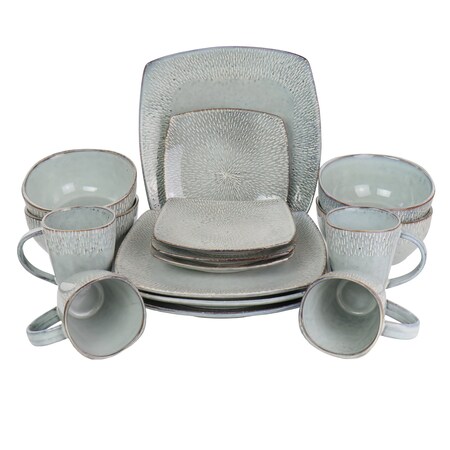 Meritage 16 Piece Stoneware Dinnerware Set in Gray (Service for 4) 750115420M