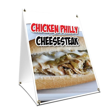 Signmission Chicken Philly Cheesesteak, 36 Inch x 24 Inch A-frame Yard Sign, Plastic Sign SBC-2436-Chicken Philly Cheesesteak
