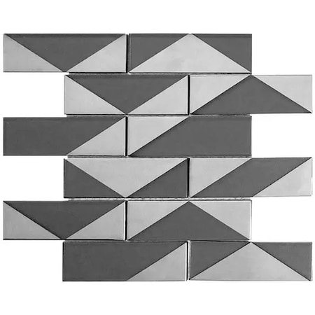 Apollo Tile Mirari 12x12 in. Gray Glossy Glass 3D Geometric Subway Mosaic Wall Tile (4.79 sq ft/case) 5PK APLMNC8805GRA