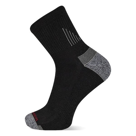 Wolverine Socks, Black, Ankle, Men's, Polyester, PK6 WWM40011Q6B2001