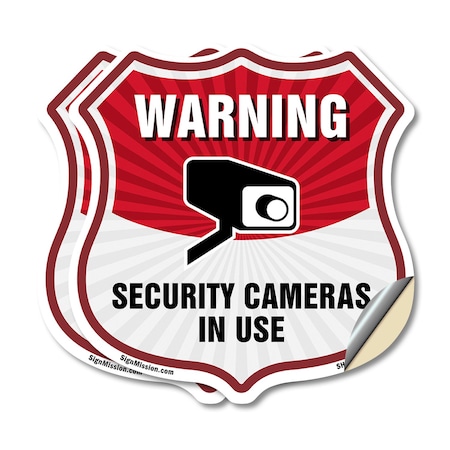 Signmission Video Surveillance Shield Sign Warning S, 12 inch X 12 inch, Vinyl Decal, 2PK SHI-D-2PACK-12-468