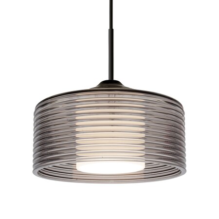 Besa Lighting Besa Belu Pendant, Smoke, Black Finish, 1x 5W MAX E26 Base 1JT-BELUSM-LED-BK