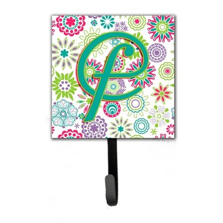Carolines Treasures Letter F Flowers Pink Teal Green Initial Leash and Key Holder CJ2011-FSH4