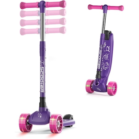 Healsmart Kick Kids Scooter, 3-Wheel Scooter for Ages 2-12 Boys and Girls, Foldable Height Adjustab SOSCOTKID04PUR