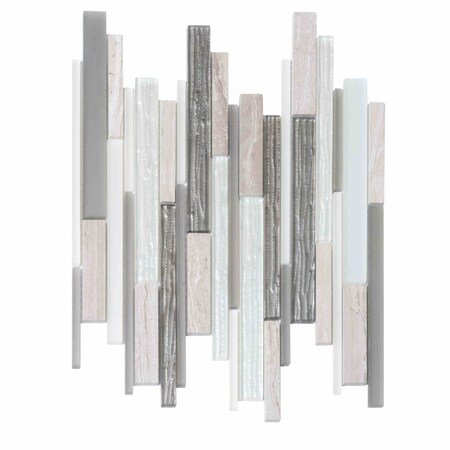 Apollo Tile Gray White 11.8 in x 11.8 in Glass, Stone Polished Floor and Wall Mosaic Tile 4.83 sqft/case, 5PK APLCAS88011A