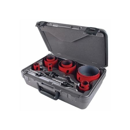 Morse Hole Saw Kit, 14-Pc Electrician's Bi-Metal Hole Saws with Arbors and Case 497-MHS08E