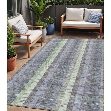 Homeroots 5' X 8' Pewter Gray And Mint Green Plaid Washable Indoor Outdoor Area Rug 613994