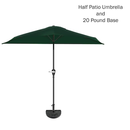 Pure Garden 9ft Half Umbrella with Base, Hunter Green 50-LG1036B