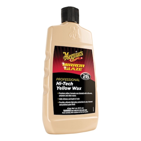 Meguiars Mirror Glaze Hi-Tech Wax, 16 oz Tin Box, High Gloss, Light Yellow, Paste M2616