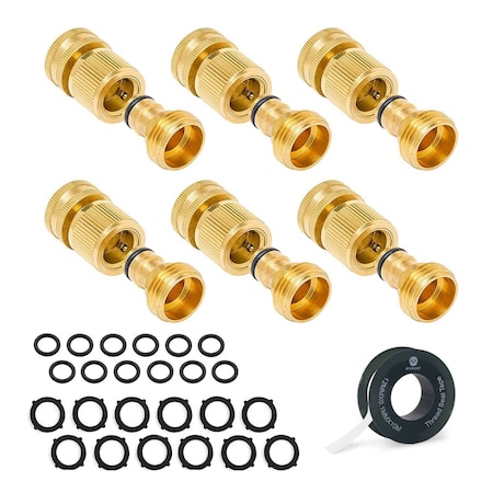 Morvat Brass Quick Connect Garden Hose Fittings for Accessories, 6PK MOR-ABQCONNECTOR-6-A