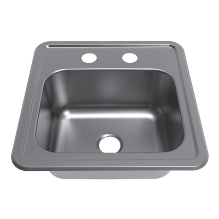 Kingston Brass 15-Inch Stainless Steel Self-Rimming Single Bowl Drop-In Bar Prep Sink, 2-Hole with Strainer KGKTS15151