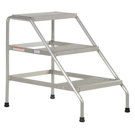 Vestil Step Stand, 3 Steps, 30 Overall Height, Aluminum, Silver SSA-3