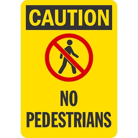 Lyle Caution (Sym) No Pedestrians, 7x10, Non-Reflective, Yellow G-17360-PL_7x10