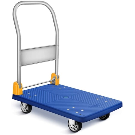 Edendirect 440 lbs. Capacity Platform Truck Foldable Push Hand Cart with Anti-Slip Panel for Easy Transport IR-X19BLU