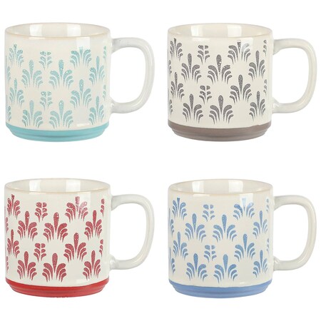 Gibson Home Palmridge 4 Piece 15 Ounce Stoneware Stackable Mug Set in Assorted Colors 136960.04R