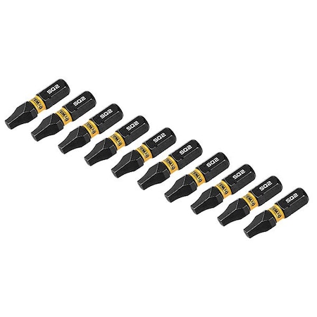 Dewalt Bit set, Steel, Hex, 1/4 in Shank Sz DWAFE1SQ2IR10