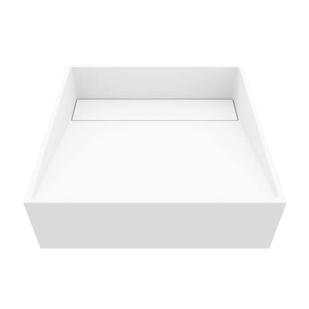 Vigo Starr Modern White Matte Stone 15 in. L x 15 in. W x 5 in. H Square Vessel Bathroom Sink VG04022
