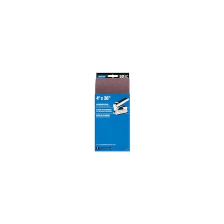 Norton Sanding Belt, 4 in W, 36 in L, 50 Grit, Coarse, Aluminum Oxide Abrasive 07660748690