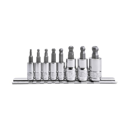 Genius Tools 8PC 1/4 & 3/8in Dr. SAE Wobble Hex Bit Socket Set BS-2308SR