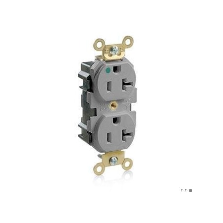 Leviton Straight Blade Receptacle, 5-20R, 20 A, 125V AC, Flush Mount, Self-Grounded MRI20-GY