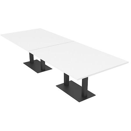 Skutchi Designs Rectangle Conference Table With Power, 48 in W, 120 in L, White HAR-REC-48X120-DOU.BK-W960-NA