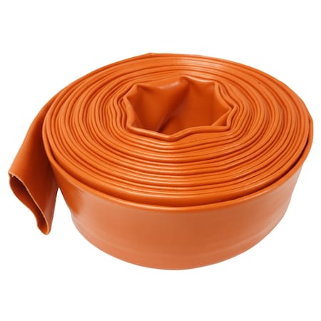Hydromaxx 8" x 50' Heavy Duty 4 Bar Orange Lay Flat Discharge and Backwash Hose OLF800050