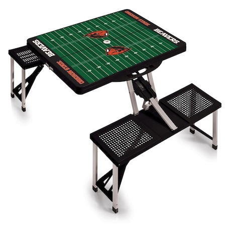 Picnic Time Family Of Brands Oregon State Beavers - Football Field - Picnic Table Portable Folding Table, Black 811-00-175-485-0