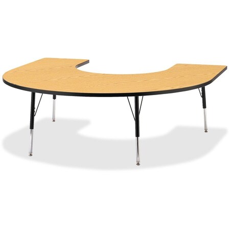 Jonti-Craft Berries Horseshoe Activity Table, 66 in. x 60 in., A-height, Oak/Black/Black 6445JCA210