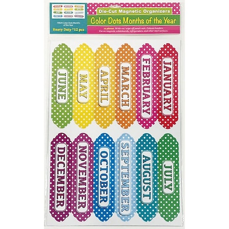Ashley Die-Cut Magnetic Organizers, Months of the Year, Color Dots Pattern 19024