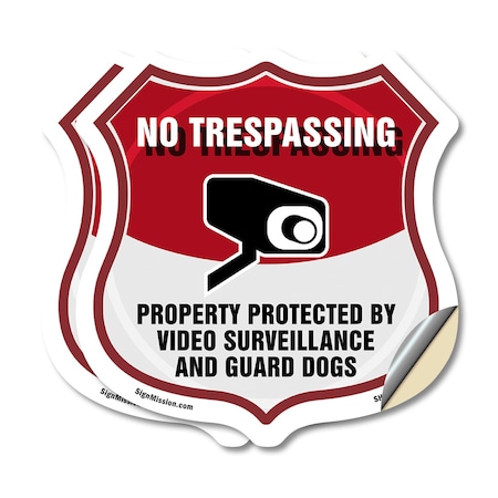 Signmission No Trespassing Shield Sign Property Prot, 4 inch X 4 inch, Vinyl Decal, 2PK SHI-D-2PACK-4-416