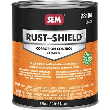 Sem Rust Shield 2800 Series Corrosion Control Coating, 1 quart Can, Black, 250 sq-ft/gal Coverage 28104
