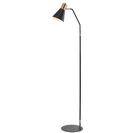 Jonathan Y Apollo 61" Modern Metal LED Task Floor Lamp, Black/Brass Gold JYL6130A