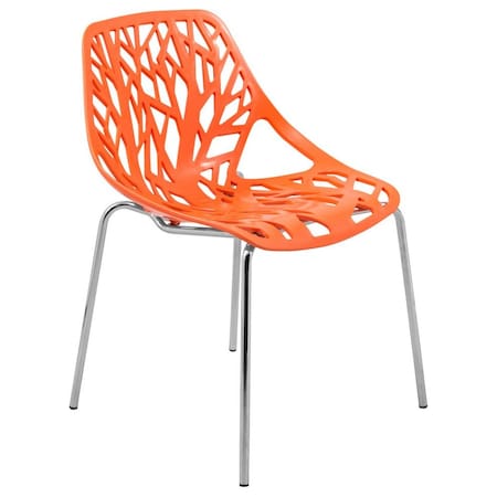 Leisuremod Modern Asbury Dining Chair with Chromed Legs, Orange AC16OR
