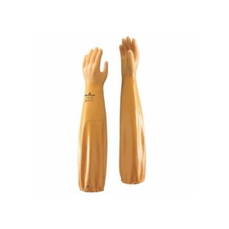 Showa 772 Nitrile Gloves, 26 in Cuff, Interlock Knit Cotton Lining, 8, Yellow, 12 mil 845-772M-08