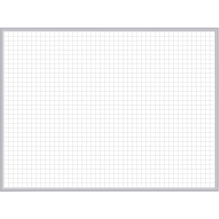 Ghent Dry Erase Board, Steel, 48 1/2 in, 96 1/2 in, Aluminum Frame, White/Gray, Gloss GRPM321G-48
