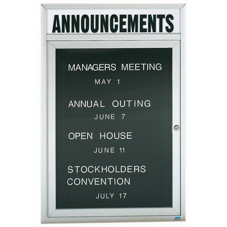 Aarco Outdoor Enclosed Directory w/ Al Frame Header, Clear Satin Anodized Finish, 48''Hx36''W OADC4836H