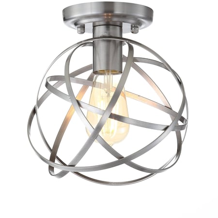 Jonathan Y Alba 8.5" Metal Orb LED Flush Mount, Nickel JYL9515B
