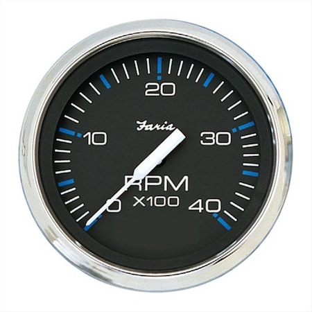 Faria Beede Instruments 759266337190 4 in. Chesapeake Black Stainless Steel Tachometer, 4000 RPM Diesel PV1804929